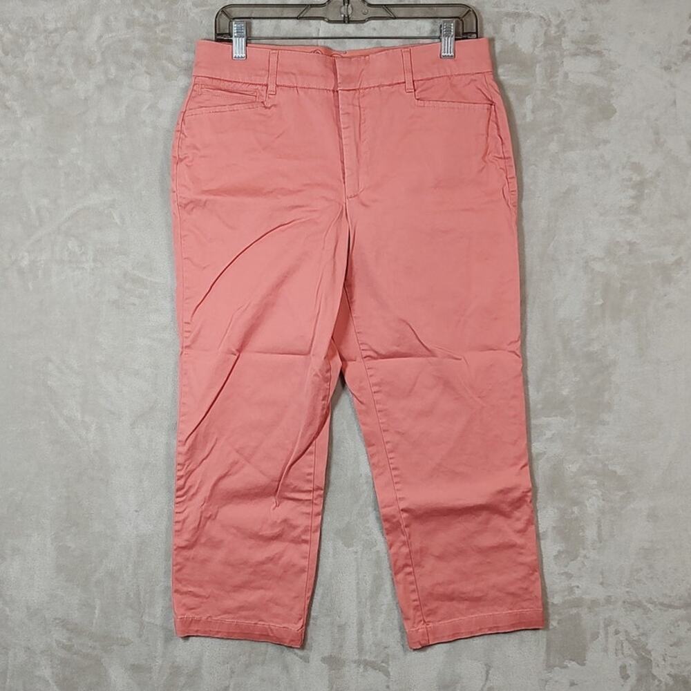 J. M. Collection Womens Capri Pants Size 8 Coral Stretchy 3 Pockets Flat Front